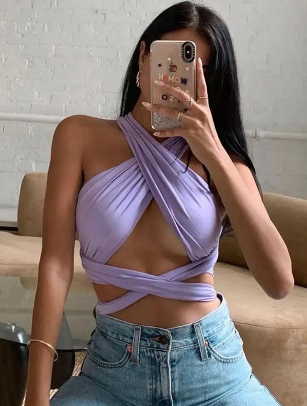 Lola Wrap Top-Lilac