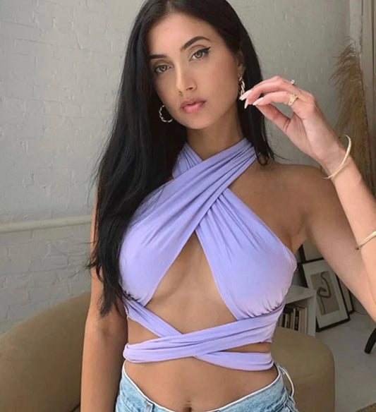 Lola Wrap Top-Lilac