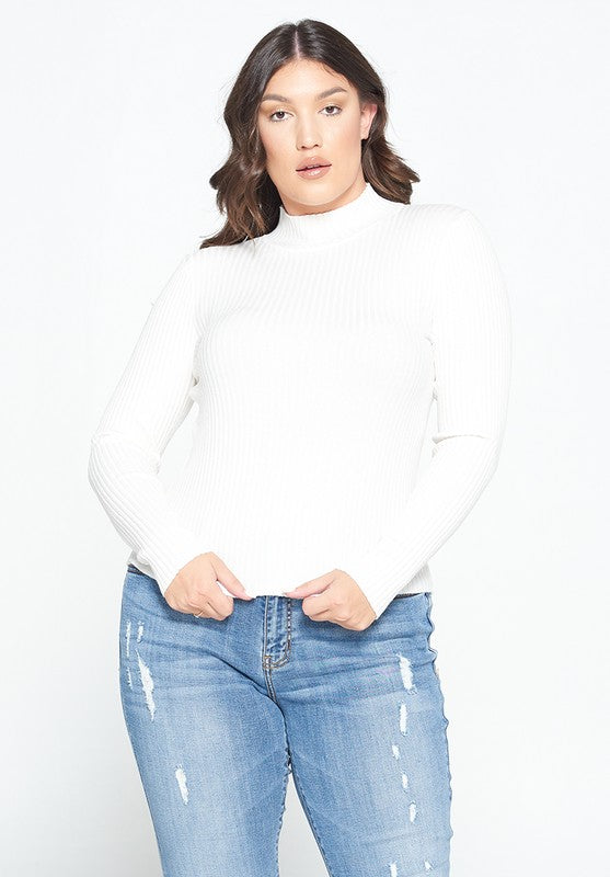 Whitney Long Sleeve Top-White Curve