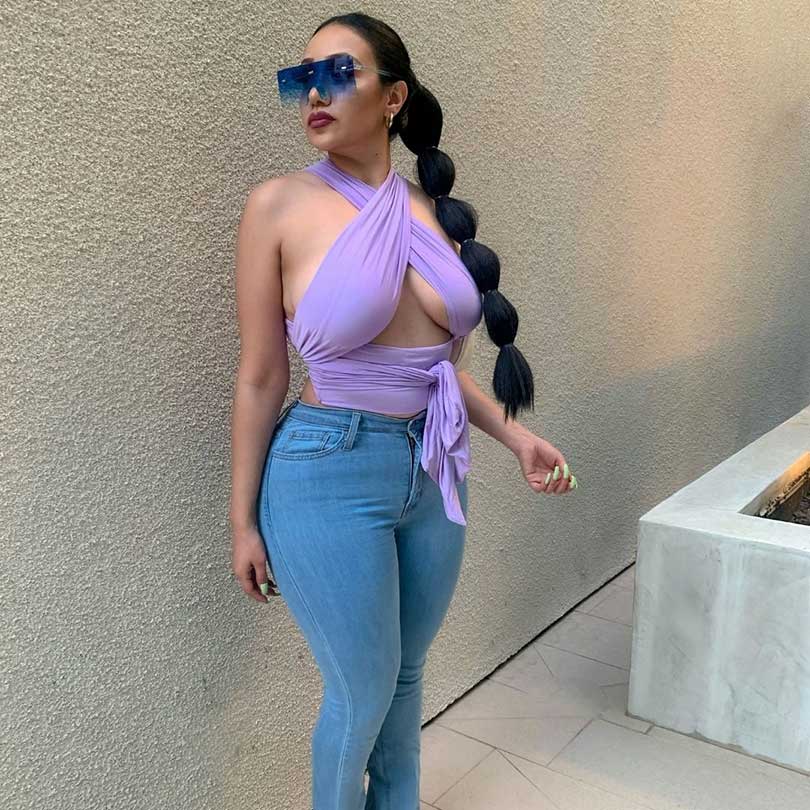 Lola Wrap Top-Lilac