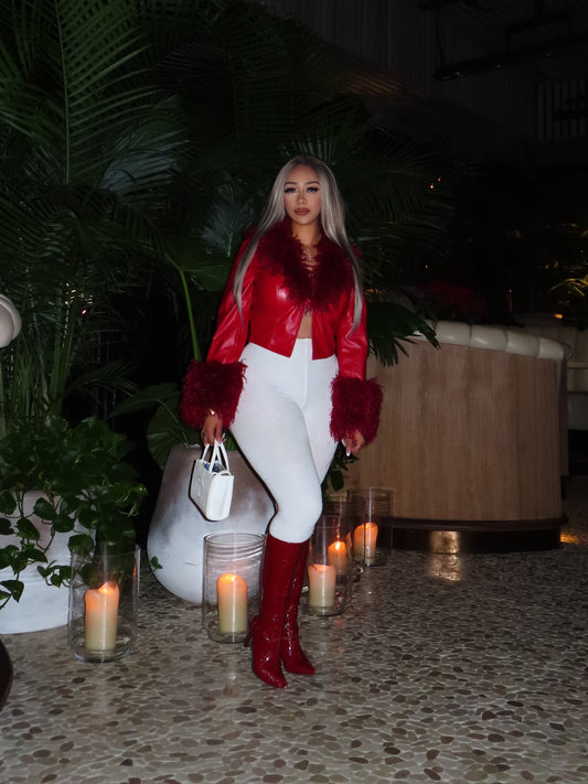 Diva In Fur Jacket-Wine