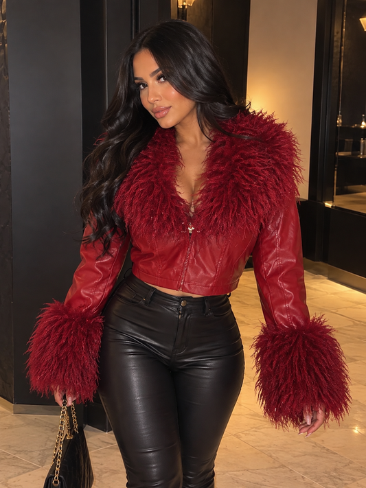 Diva In Fur Jacket-Wine