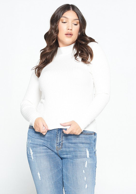 Whitney Long Sleeve Top-White Curve
