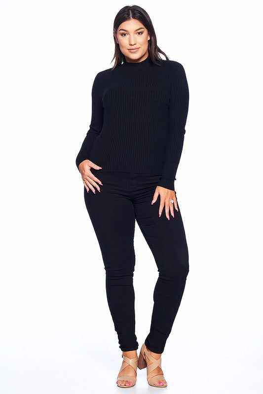Whitney Long Sleeve Top-Black Curve